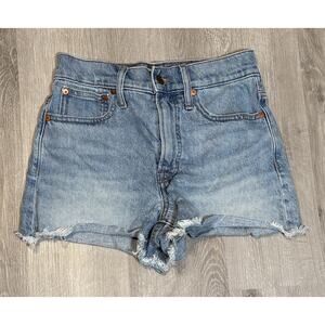 Madewell Shorts Womens 25 Medium Wash The Perfect Jean Short Raw Hem Denim